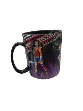 Wonder Woman Ceramic Coffee Mug Glossy Finish 14oz Black & Purple